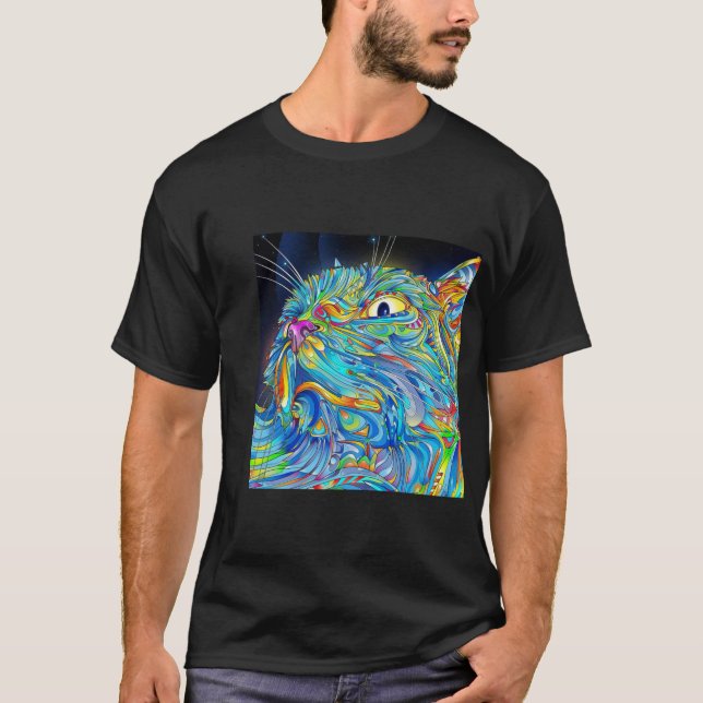 Chemise graphique de chat de T-shirt d'art Trippy (Devant)