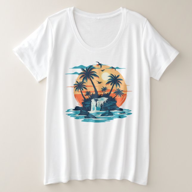 Chemise graphique Tropical Sunset Waterfall (Design devant)
