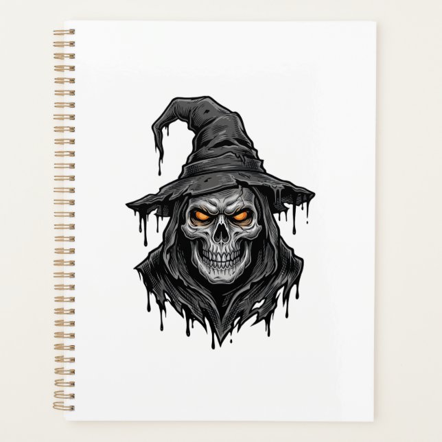 Chemise Halloween Chapeau De Sorcière Crâne Gravur (Devant)