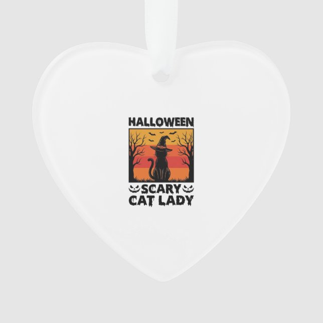 Chemise Halloween Dame de chat effrayant Gravure V (devant)
