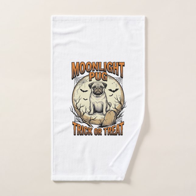 Chemise Halloween Pug avec gravure vintage Moon_1 (Serviette à main)
