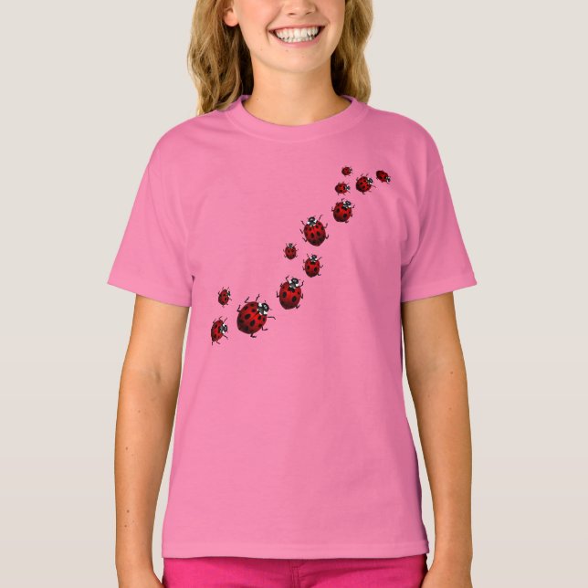 Chemise Ladybug, T-shirt taillé pour fille, chemis (Devant)