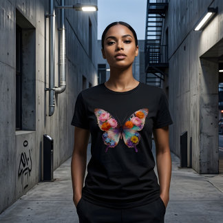 Chemise papillon colorée Floral Boho T-shirt esthé