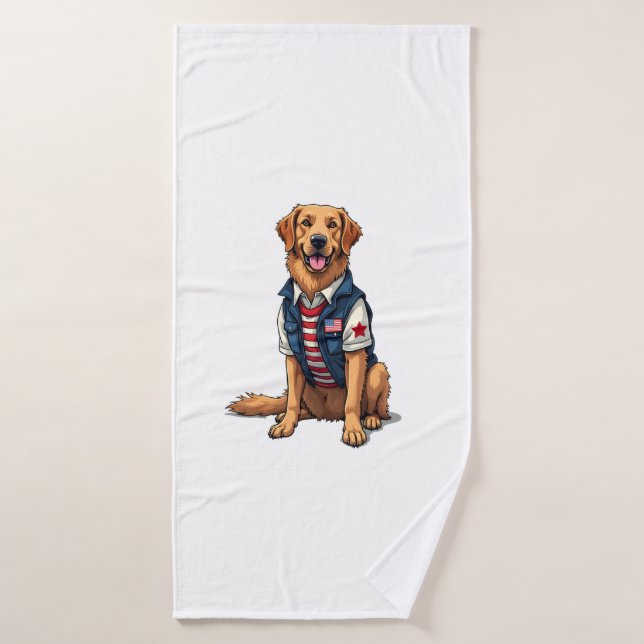 Chemise pour chien de service patriotique Golden R (Serviette de bain)