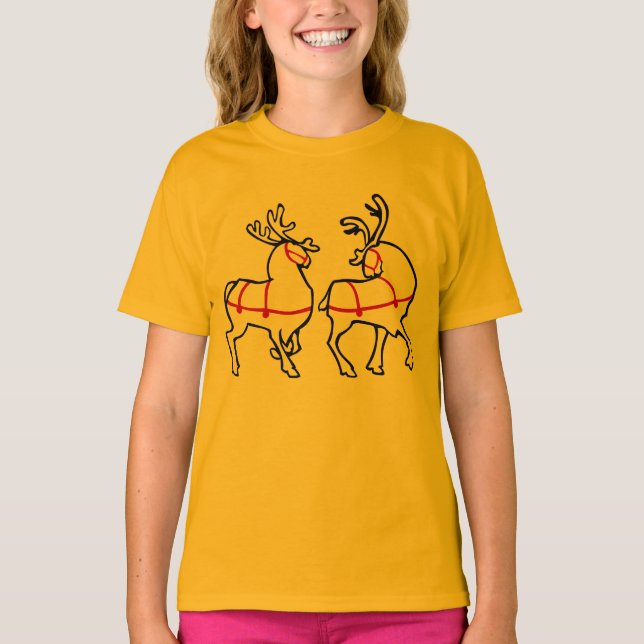 Chemise Reindeer T-shirts bio de Noël Girl (Devant)