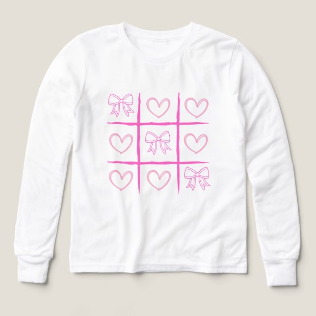Chemise Rose de la Saint-Valentin Tic-Tac-Toe de C (Motif recto)