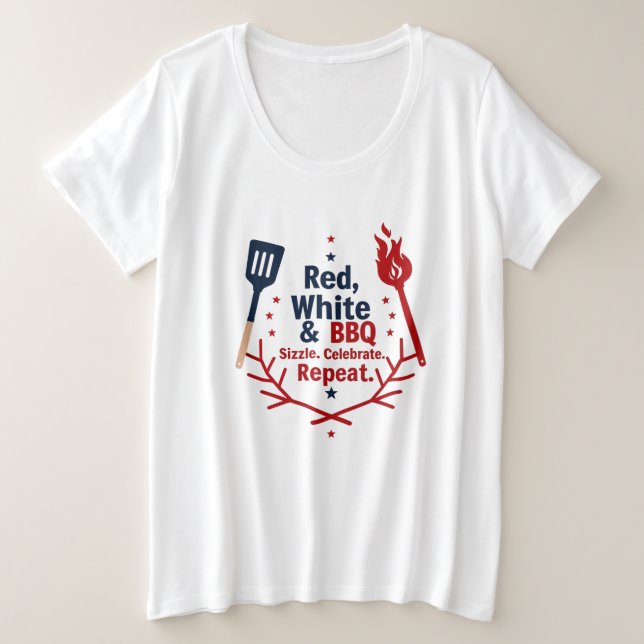 Chemise rouge, blanche et barbecue plus taille - G (Design devant)