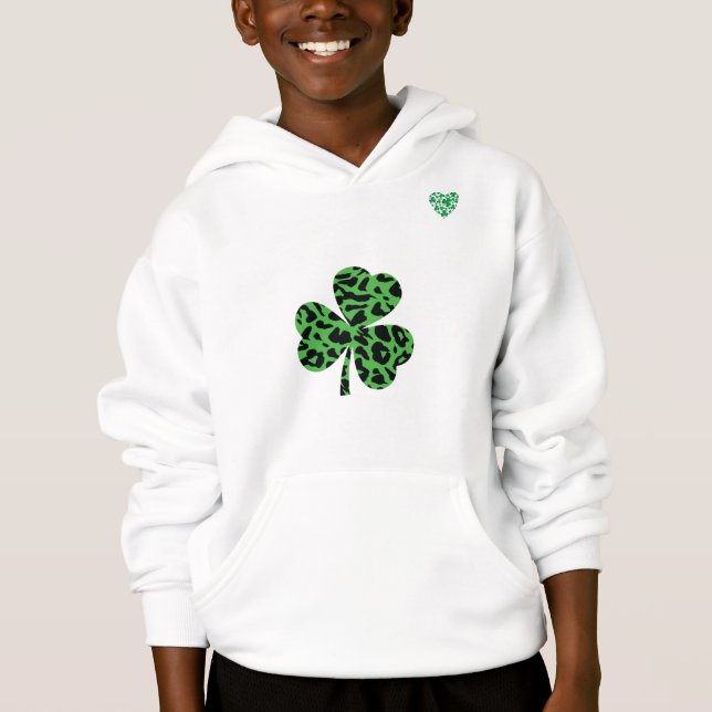 Chemise Shamrock léopard de St. Patrick’s Day Kids (Devant)