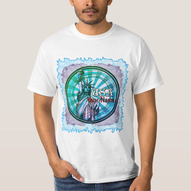 Chemise Statue de la Liberté Bleu USA   t-shirt (Devant)