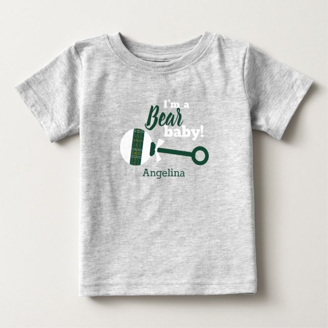 Chemise T-shirt Bébé Ours De Bataille Vert Foncé (Devant)