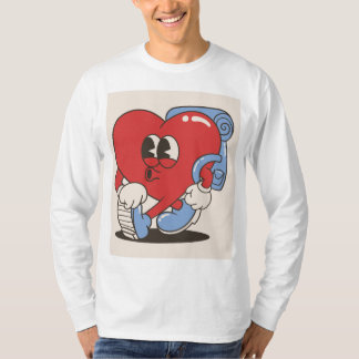 Chemise T-shirt Coeur Chilling Design Long Manches