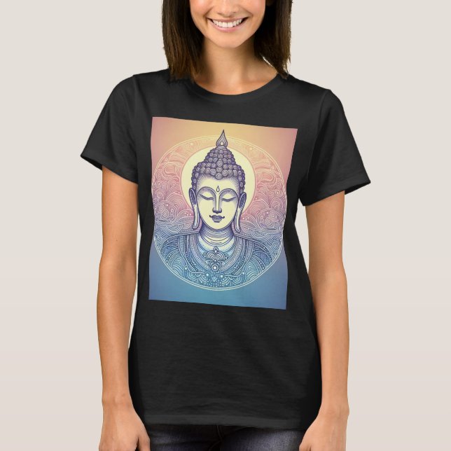 Chemise T-shirt d'art mandala Bouddha méditant - E (Devant)