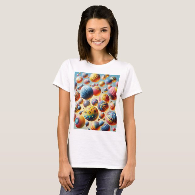 Chemise T-Shirt de base pour femmes à billes 3D (Devant entier)