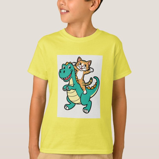 Chemise T-Shirt Dinosaure Smiling Chat Cute (Devant)