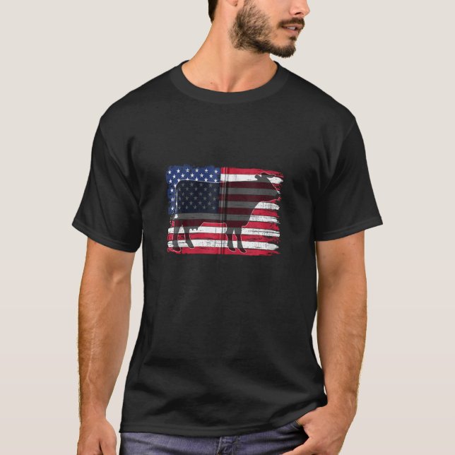 Chemise T-shirt Drapeau Américain Avec Vache Look  (Devant)