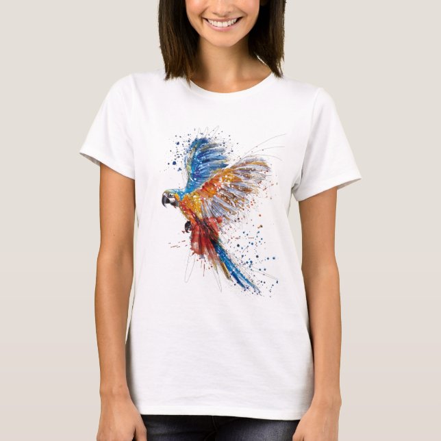 Chemise T-Shirt en Aquarelle de perroquet (Devant)