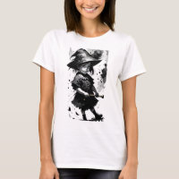 Chemise T-shirt Enfant Sorcière Tache D'encre Noir