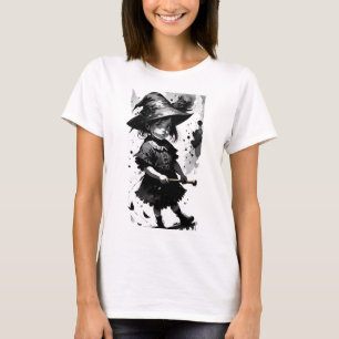 Chemise T-shirt Enfant Sorcière Tache D'encre Noir