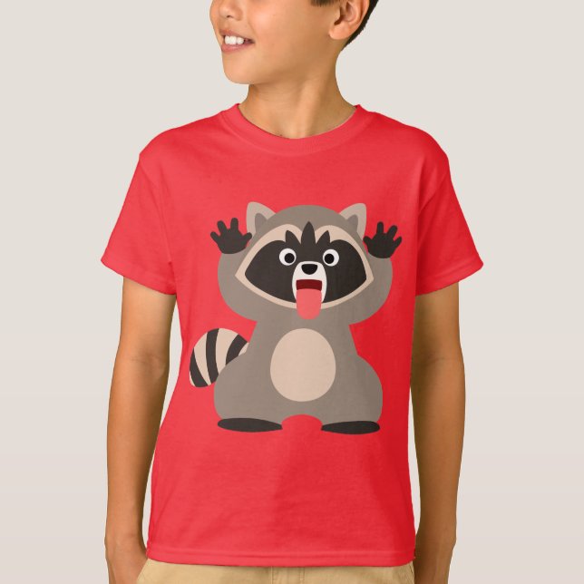 Chemise T-Shirt Enfants Cute Cheeky Cartoon Raccoo (Devant)