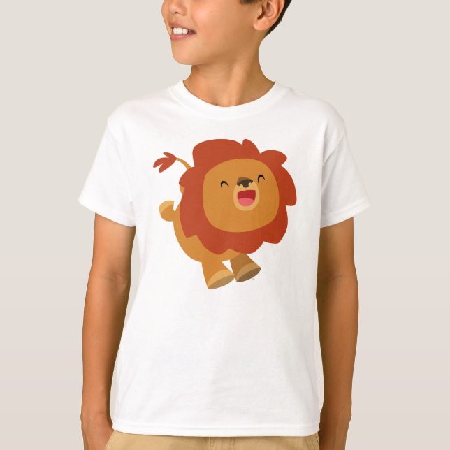 Chemise T-shirt Enfants Lion en caricature (Devant)