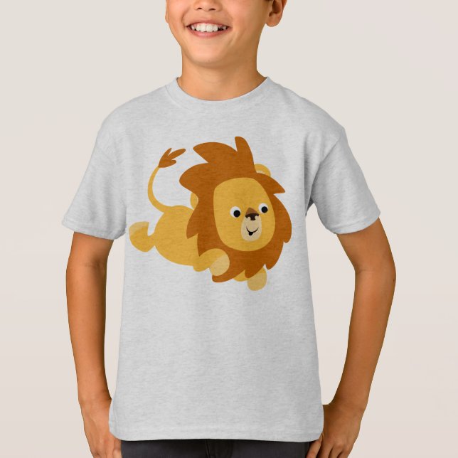 Chemise T-shirt Enfants Lion Gamboling Cartoon (Devant)