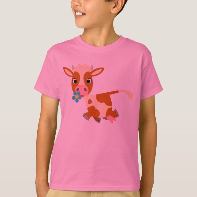 Chemise T-shirt Enfants Vache Trotting Cartoon (Devant)