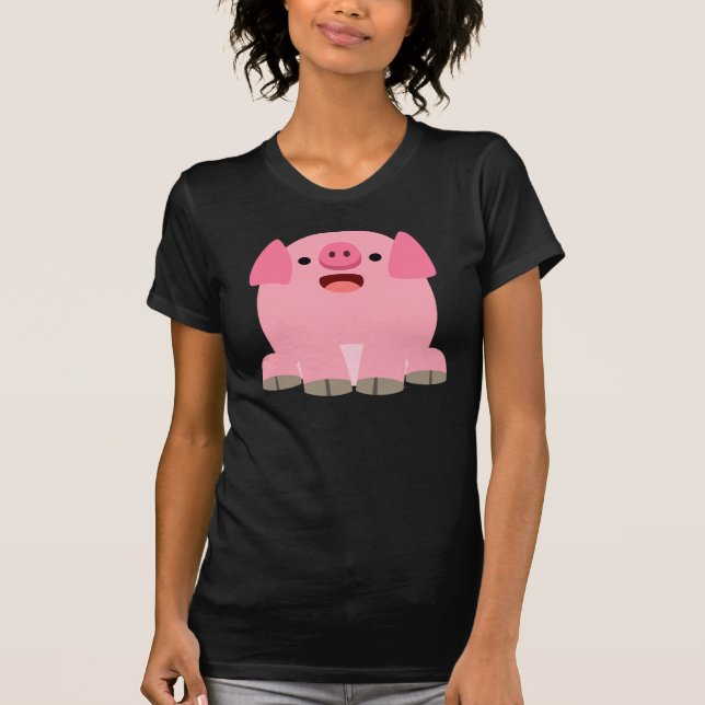 Chemise T-shirt Femme Cochon En Cartoon Oinking (Devant)