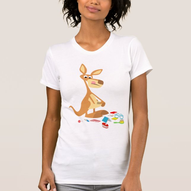 Chemise T-shirt Femme Kangourou, joli dessin animé (Devant)