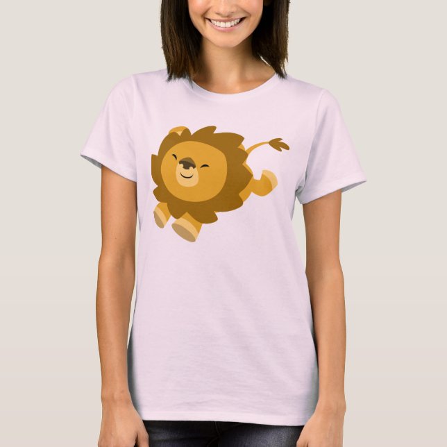 Chemise T-shirt Femme Lion Cartoon Ecstatique (Devant)