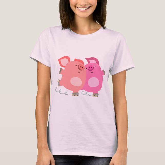 Chemise T-Shirt Femme Pigs À Rouler Carton Mignonn (Devant)