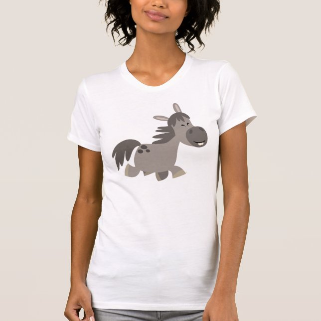Chemise T-shirt Femme Pony Gris Cartoon (Devant)