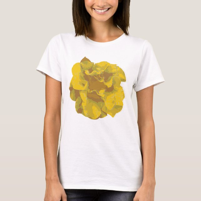 Chemise T-Shirt Fleur de Camélia Jaune Moderne (Devant)