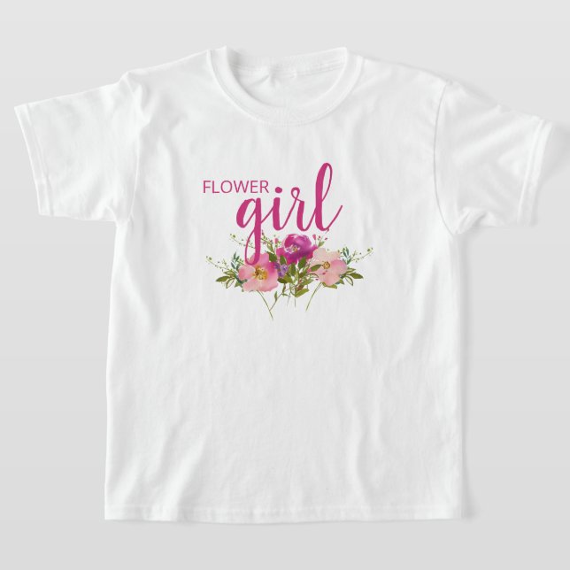 Chemise T-shirt Fleur Fille Rose Floral Aquarelle  (Poser)