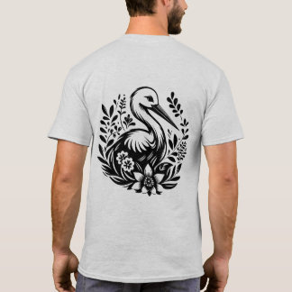 Chemise T-Shirt Fleurie Grue | Tee Élégant à Graph