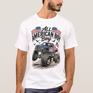 Chemise T-shirt garçon tout américain camion monst