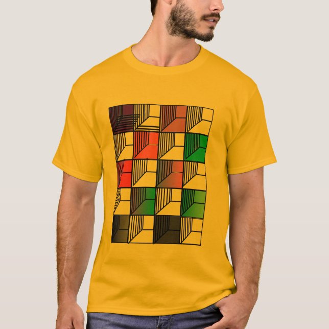 Chemise T-shirt graphique abstraite à blocs de cou (Devant)