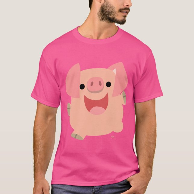 Chemise T-shirt Joyeux Cartoon Cochon (Devant)