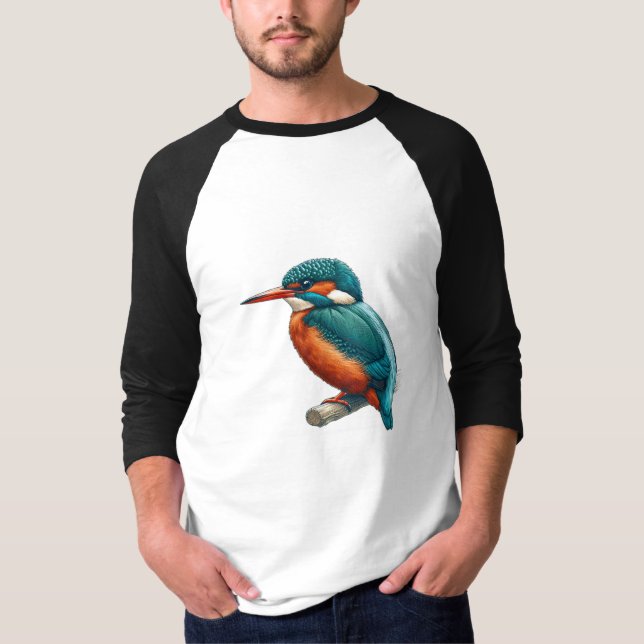 Chemise T-shirt Kingfisher bird Basic 3/4 Sleeve R (Devant)