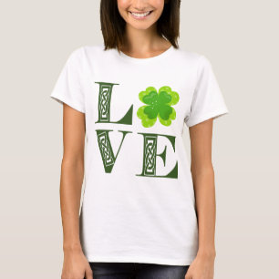 Chemise T-shirt LOVE Nœud Celtique Trèfle Vert Irl