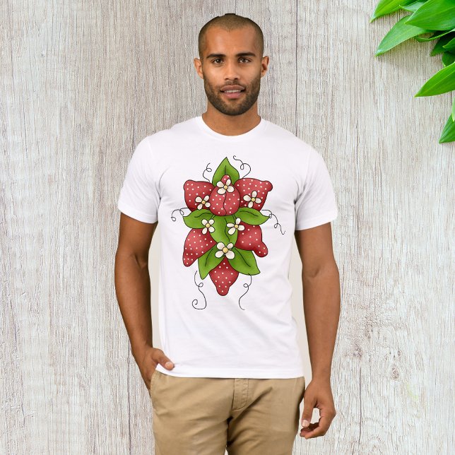 Chemise T-Shirt Mens Fraises et Fleurs (Créateur téléchargé)