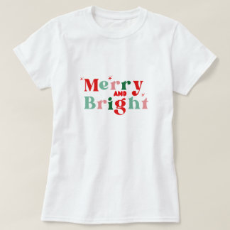 chemise T-shirt moderne rose rouge « Noël joyeux e