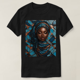Chemise T-Shirt Mosaïque Cuivre Bleu Femme Noire