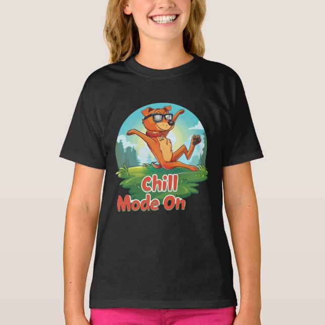 Chemise T-Shirt pour filles en mode Chien Chill (Devant)
