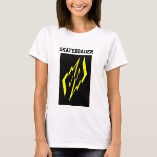 Chemise T-shirt pour skateboardeur noir jaune blan