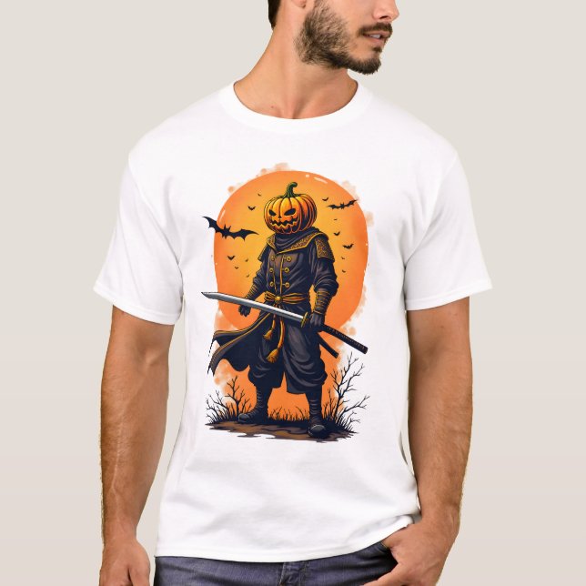 Chemise T-Shirt Pumpkin Samurai Guerrier d'Hallowe (Devant)