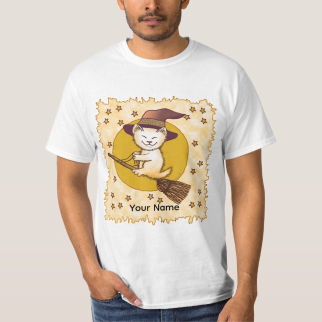 Chemise t-shirt sorcière chat noir (Devant)