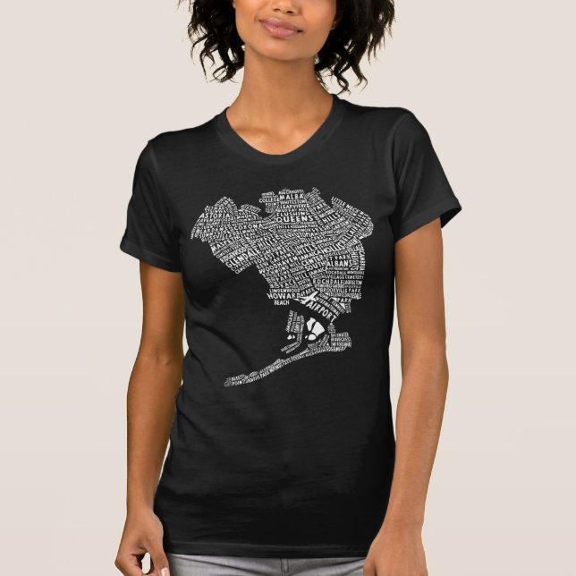 Chemise T-Shirt sur la carte d'art Word de Queens  (Devant)