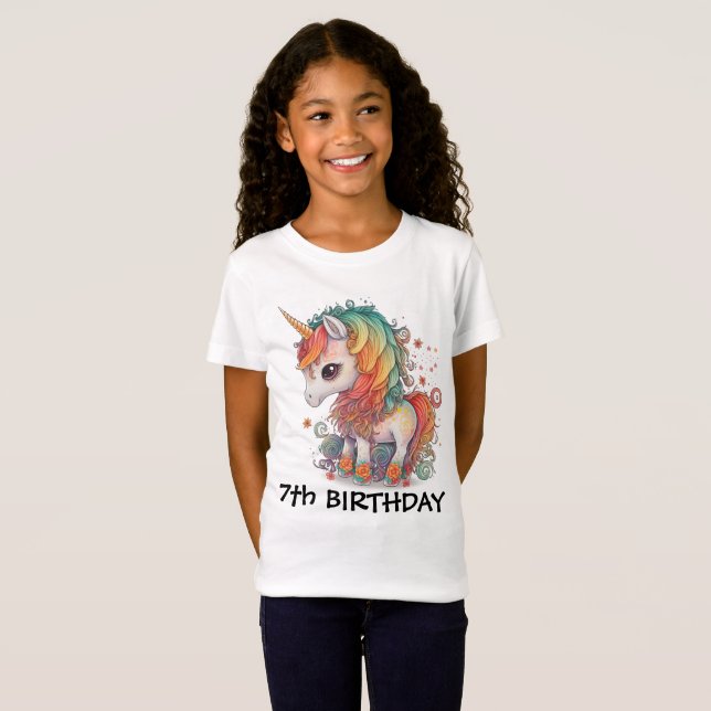 CHEMISE T-SHIRT UNICORN POUR ENFANTS DU 7E ANNIVER (Devant entier)