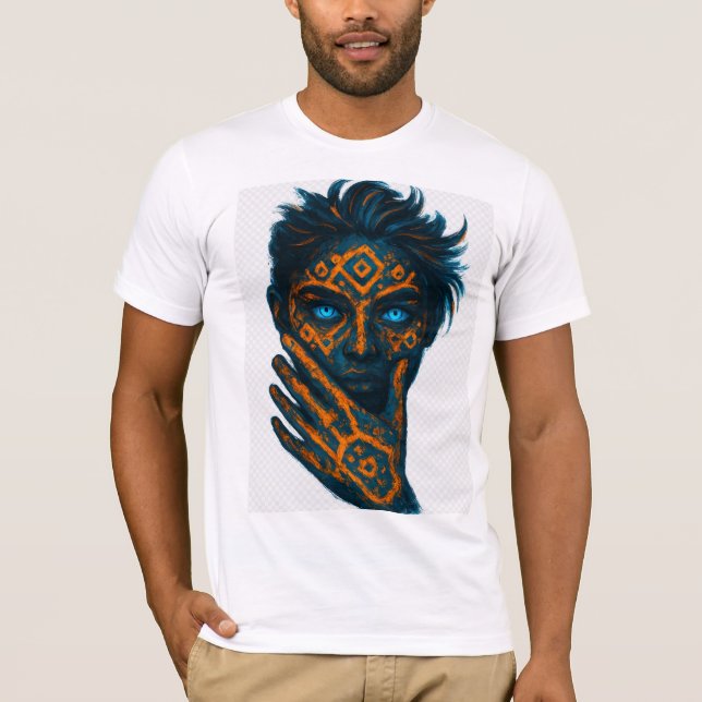 Chemise T-Shirt Visage Abstrait Néon (Devant)