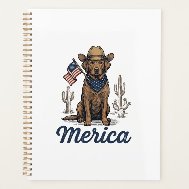 Chemise Vintage Merica Cowboy Chien Drapeau Améric (Devant)